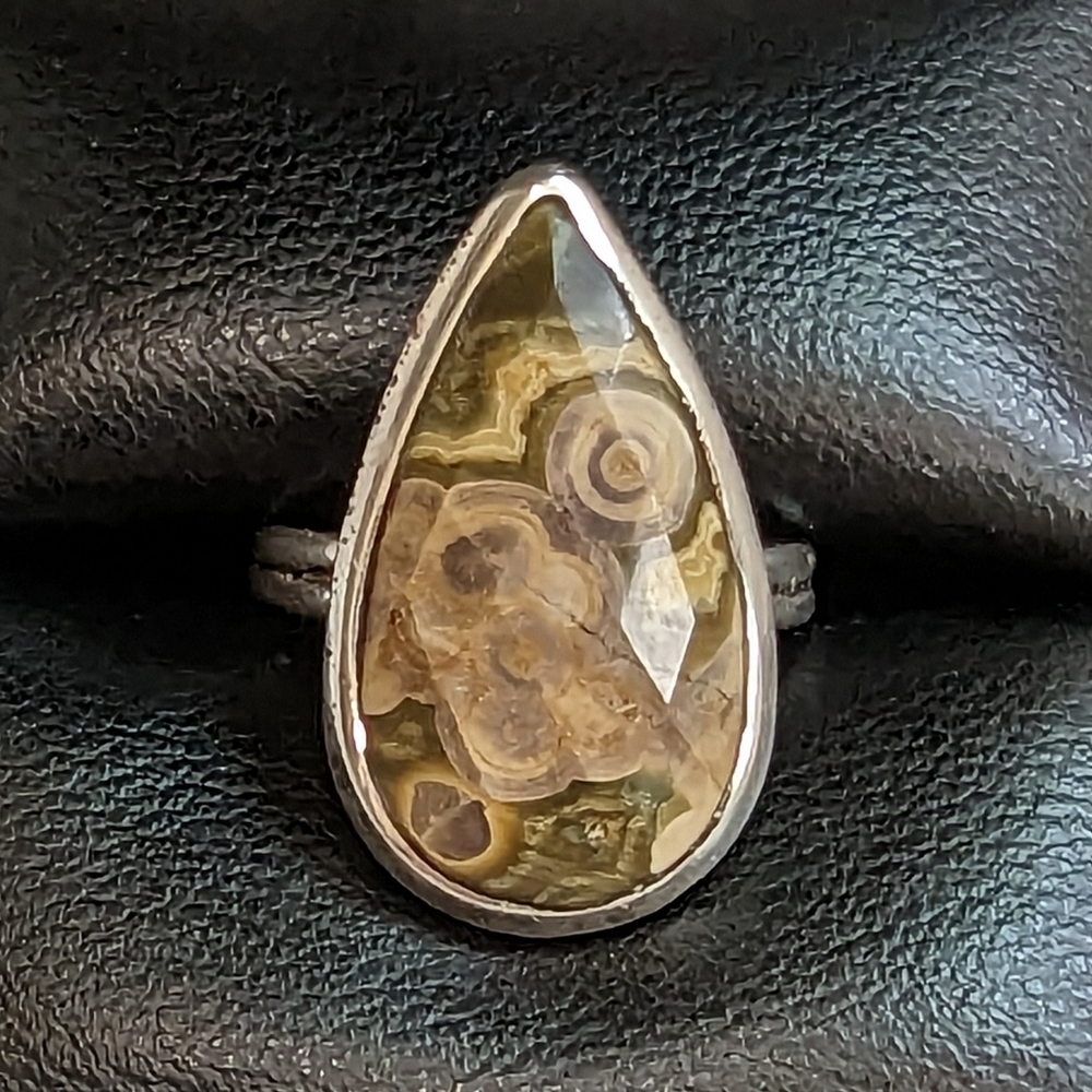 925 Ocean Jasper Teardrop Silver Ring